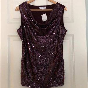 NWT Calvin Klein plum sequins shirt size medium
